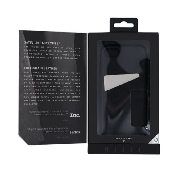 Mujjo Full Leather Wallet Case for iPhone – Premium Leather Wrapped, Black (Pack - Picture 4 of 5